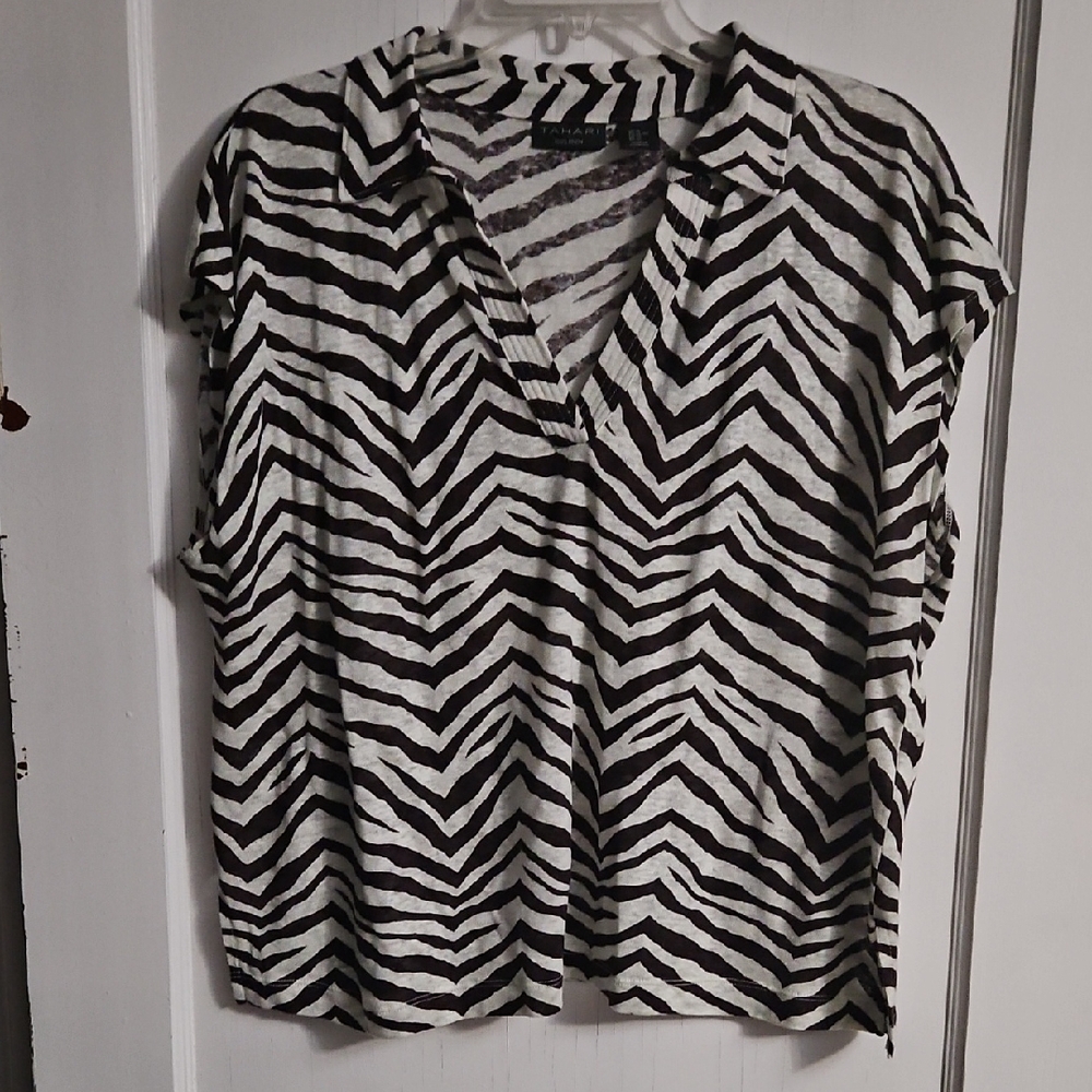 Zara Black and White Zebra Print Blouse